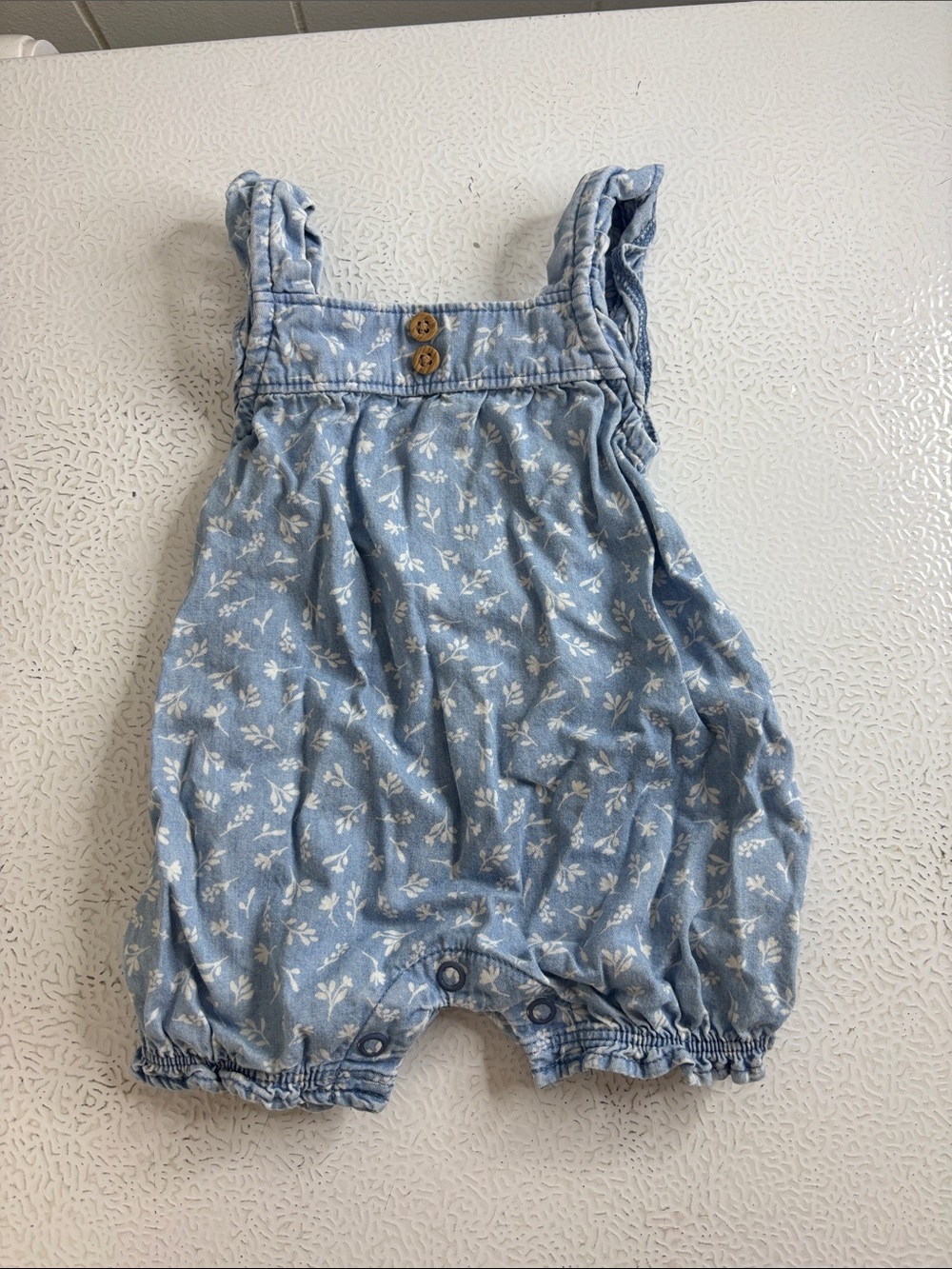 419- Baby Girl Blue Floral Bubble Romper